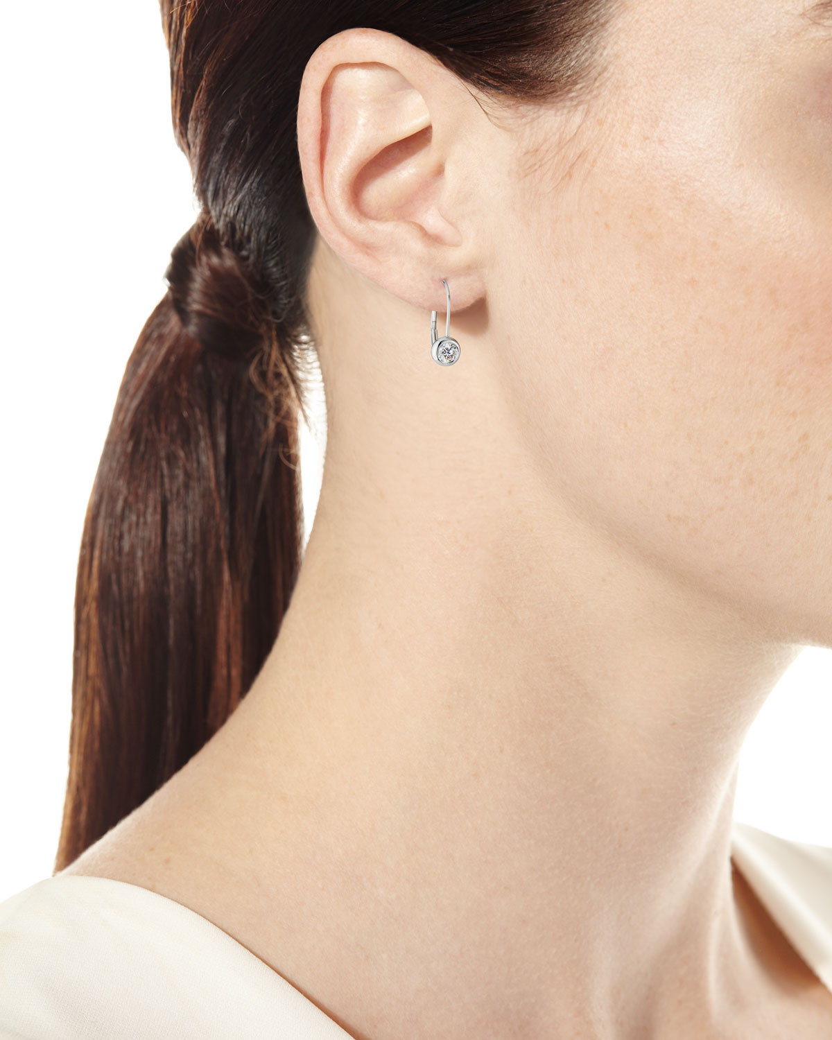 Roberto Coin Diamond Drop Earrings in 18K White Gold model image