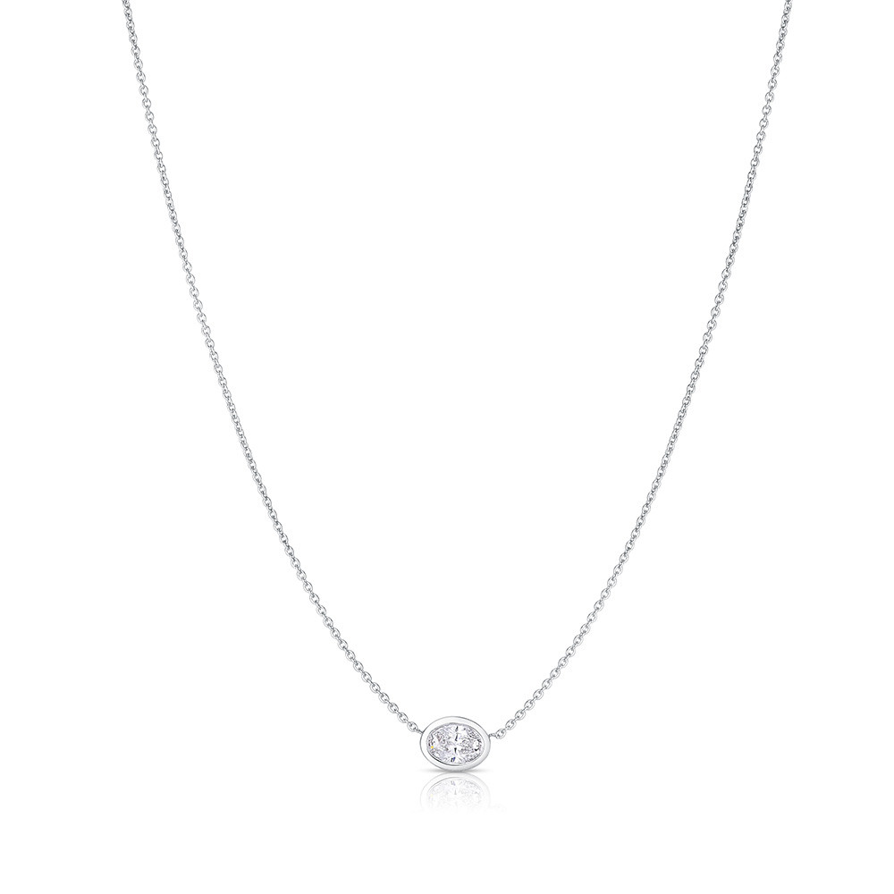 Roberto Coin Diamonds By The Inch Large 0.40ctw Diamond Bezel Necklace in White Gold