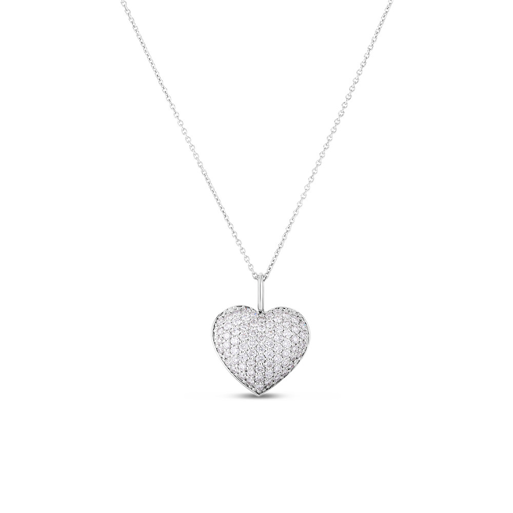 Roberto Coin TIny Treasures Puffed Diamond Heart Necklace