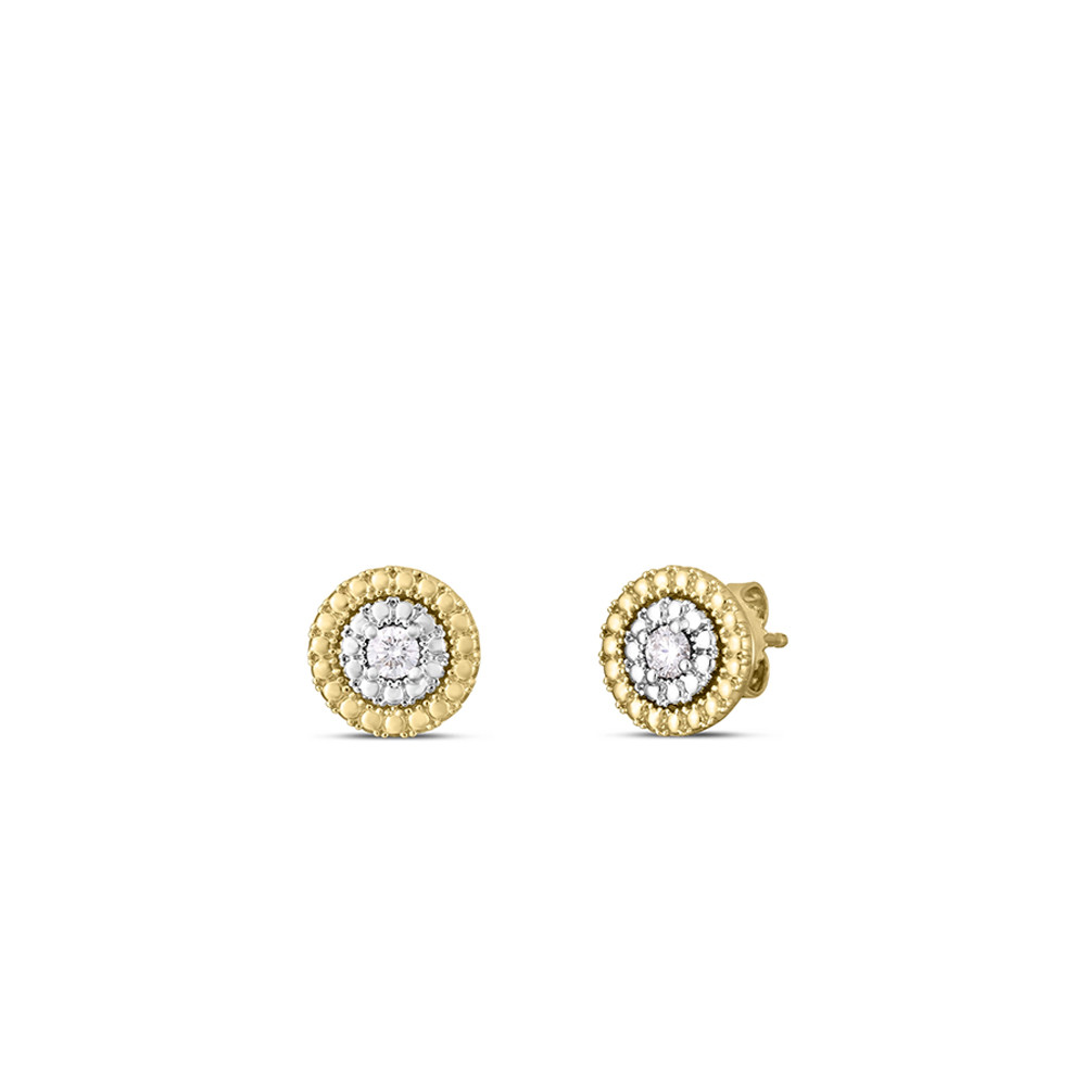 Roberto Coin Siena Small Diamond Dot Earrings Side by Side