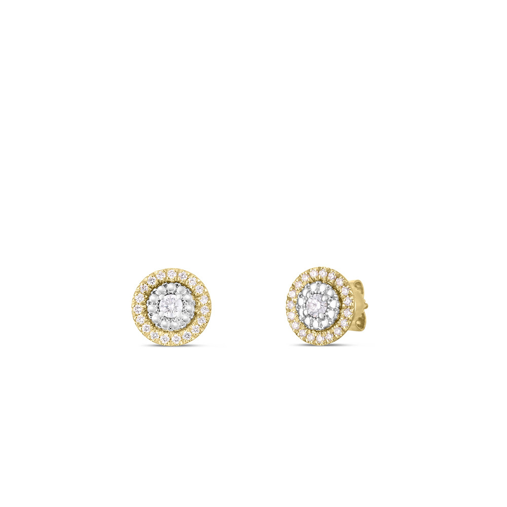 Roberto Coin Siena Small Pave Dot Earrings Side by Side