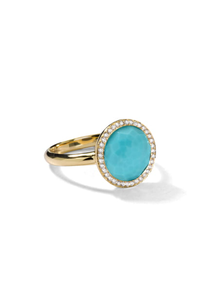 IPPOLITA 18K Gold Lollipop Small Turquoise Ring with Diamonds