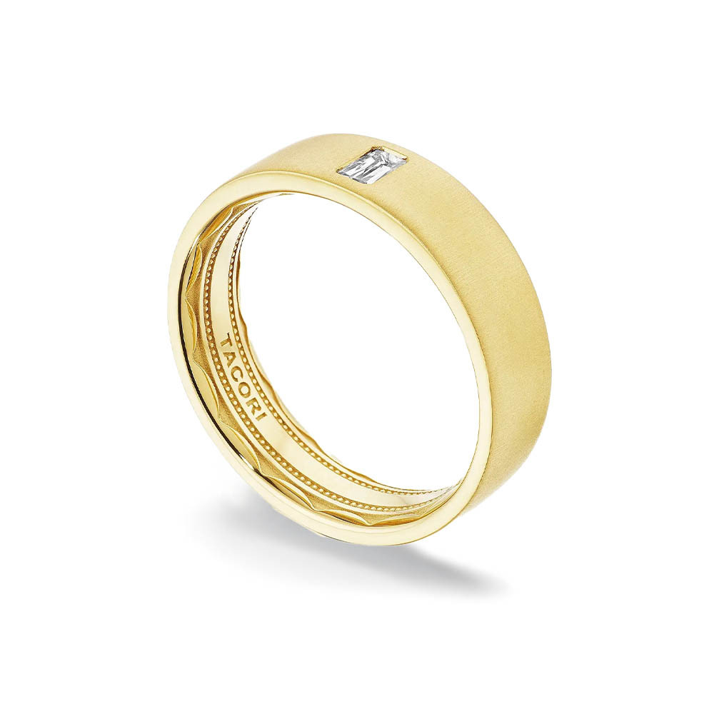 Tacori Men's Bezel Set Satin 18kt Gold Ring