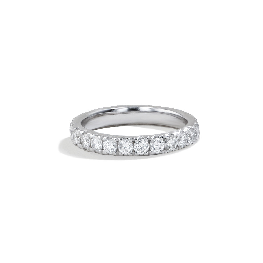 14K White Gold Round Diamond Eternity Ring – 1.25ctw FRONT VIEW