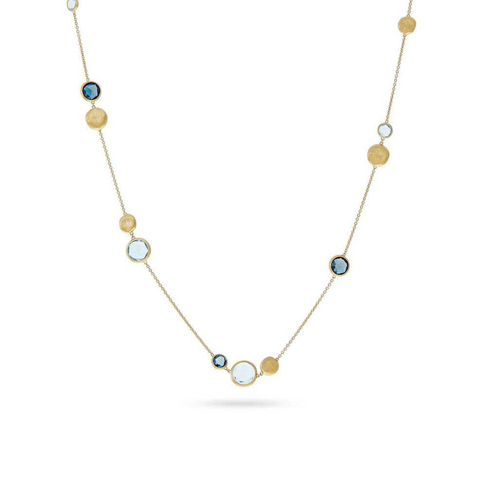 Marco Bicego Yellow Gold Jaipur Mixed Blue Topaz Station Necklace