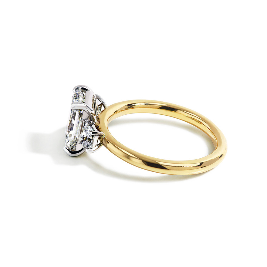2 Carat Radiant Diamond Three Stone Engagement Ring Side