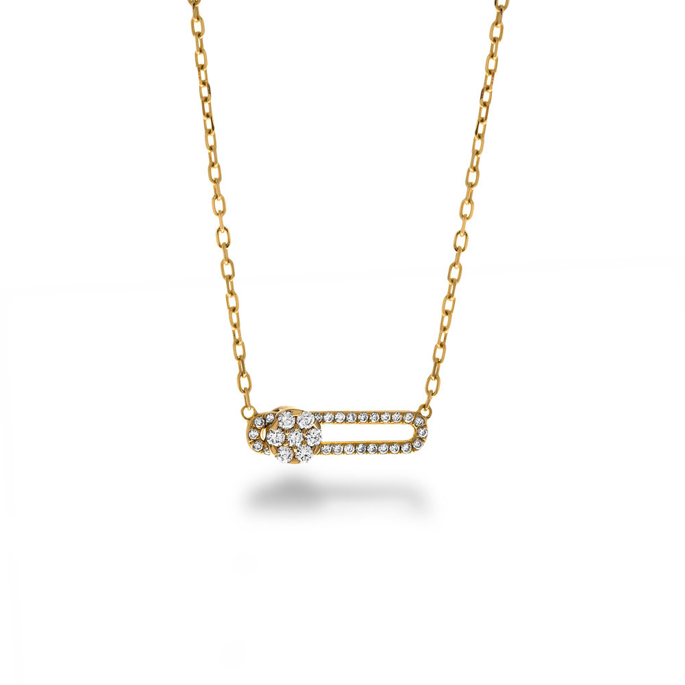 Haluchi Belluni Tresore Pave Diamond Pendant Necklace in Yellow Gold