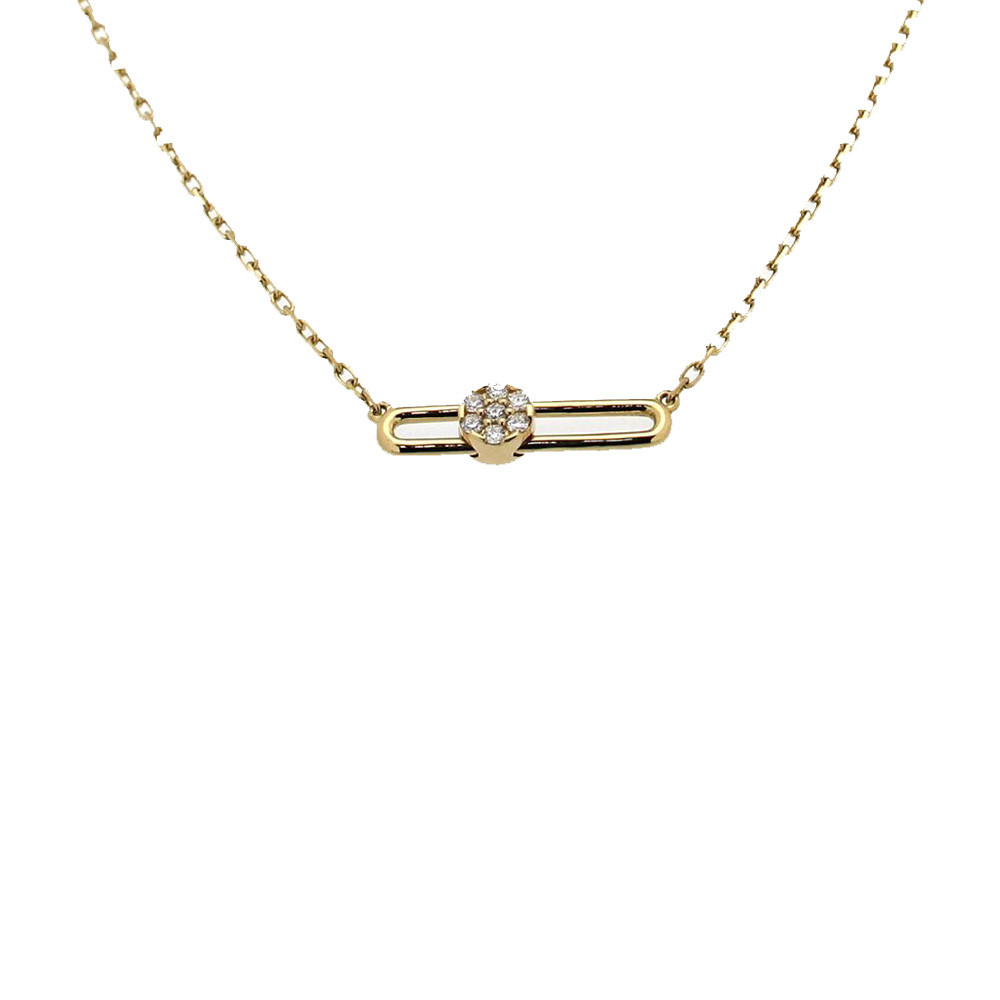 Haluchi Belluni Tresore Horizontal Diamond Pendant Necklace in Yellow Gold