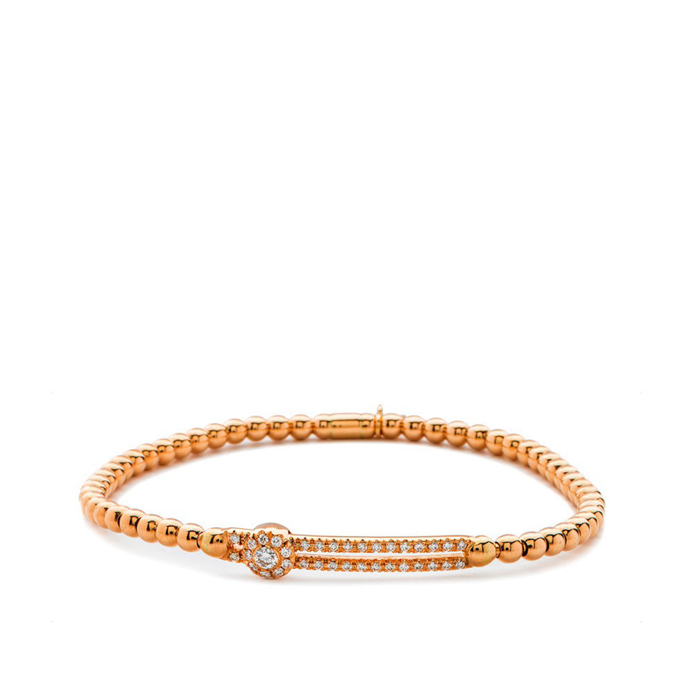 Hulchi Belluni Tresore Pave Diamond Stretch Bracelet in Rose Gold