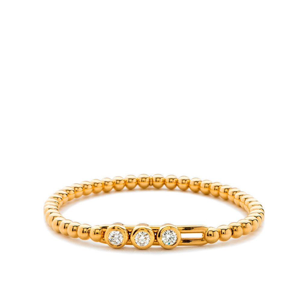 Haluchi Belluni Tresore Triple Diamond Bezel Stretch Bracelet in Yellow Gold