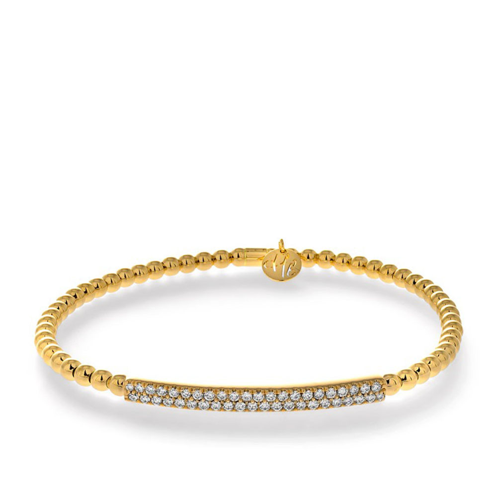 Haluchi Belluni Tresore Stretch Bracelet with Diamond Bar in Yellow Gold