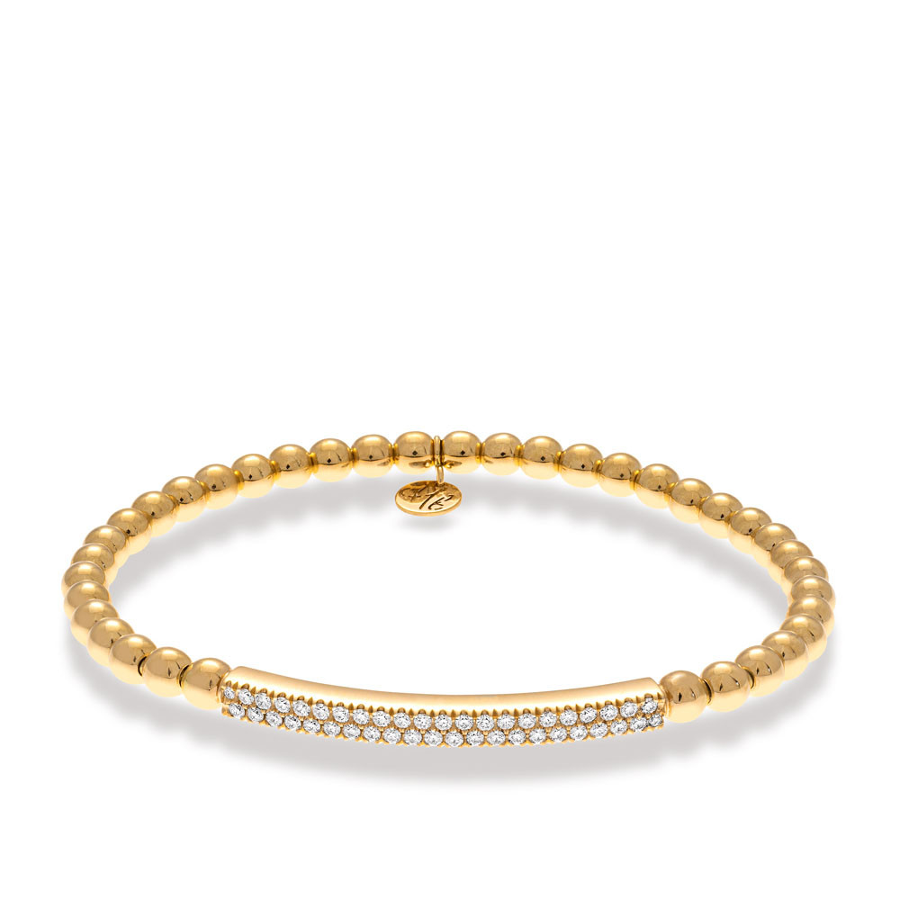 Haluchi Belluni Tresore Diamond Bar Stretch Bracelet in Yellow Gold