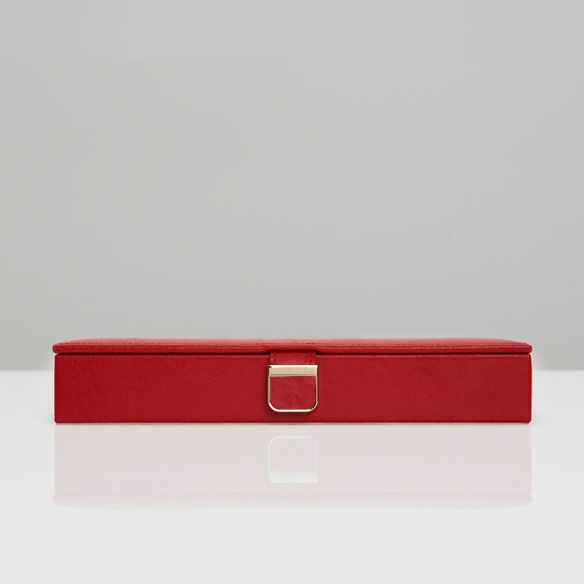 Wolf Red Leather Palermo Safe Deposit Box Front View