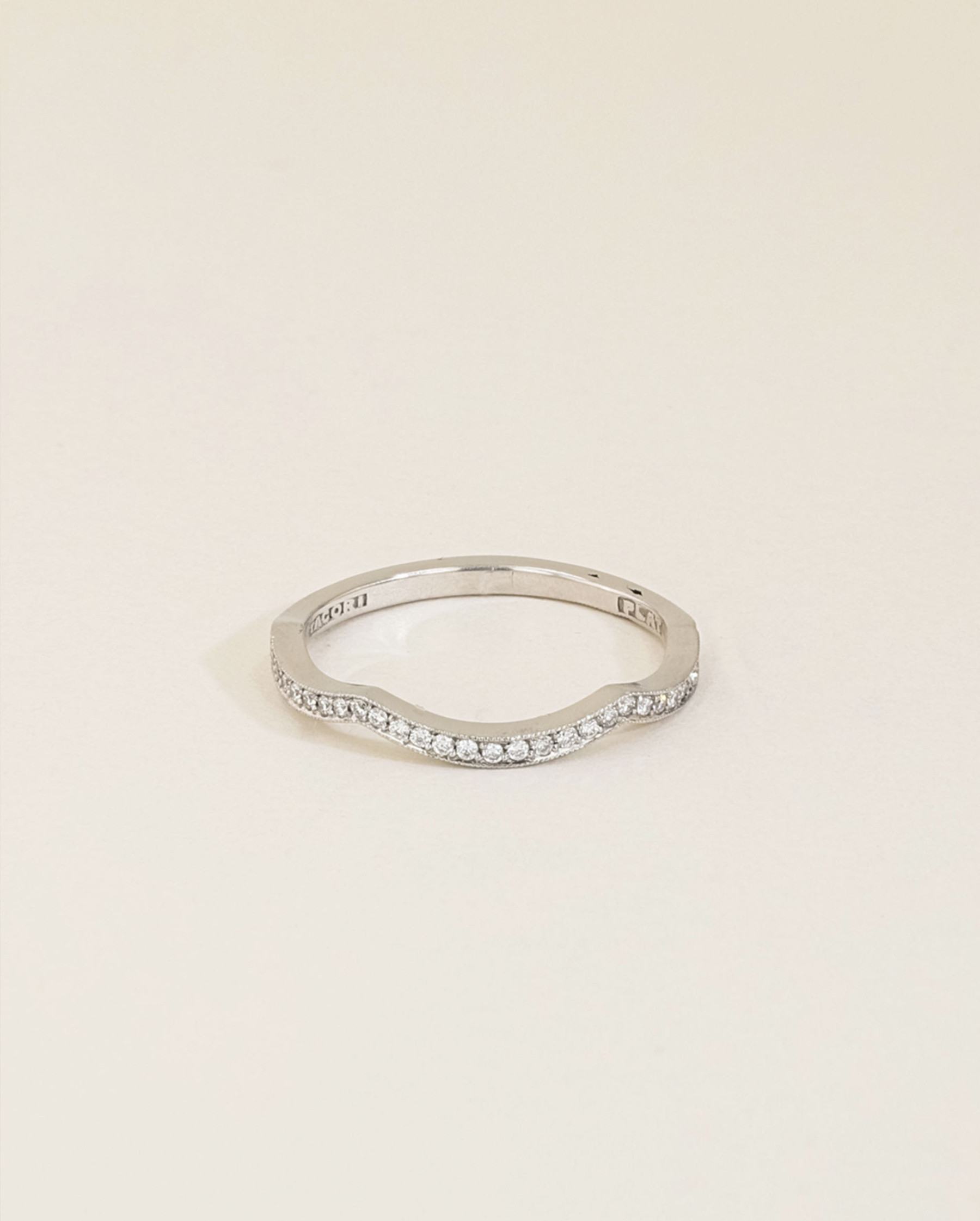 Tacori Ribbon Diamond Platinum Wedding Ring low view
