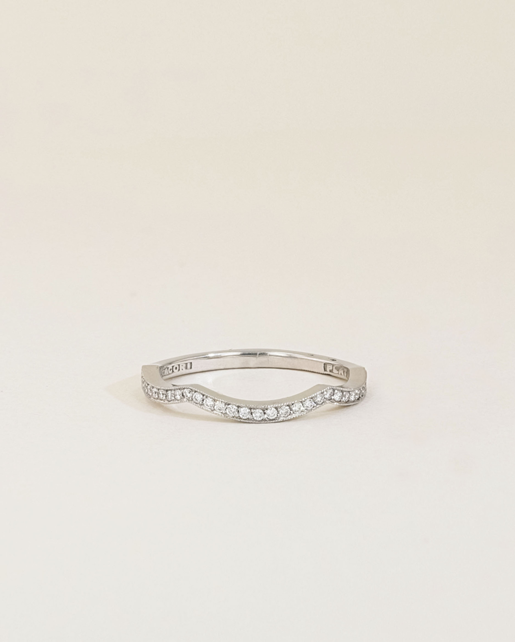 Tacori Ribbon Diamond Platinum Wedding Ring main view