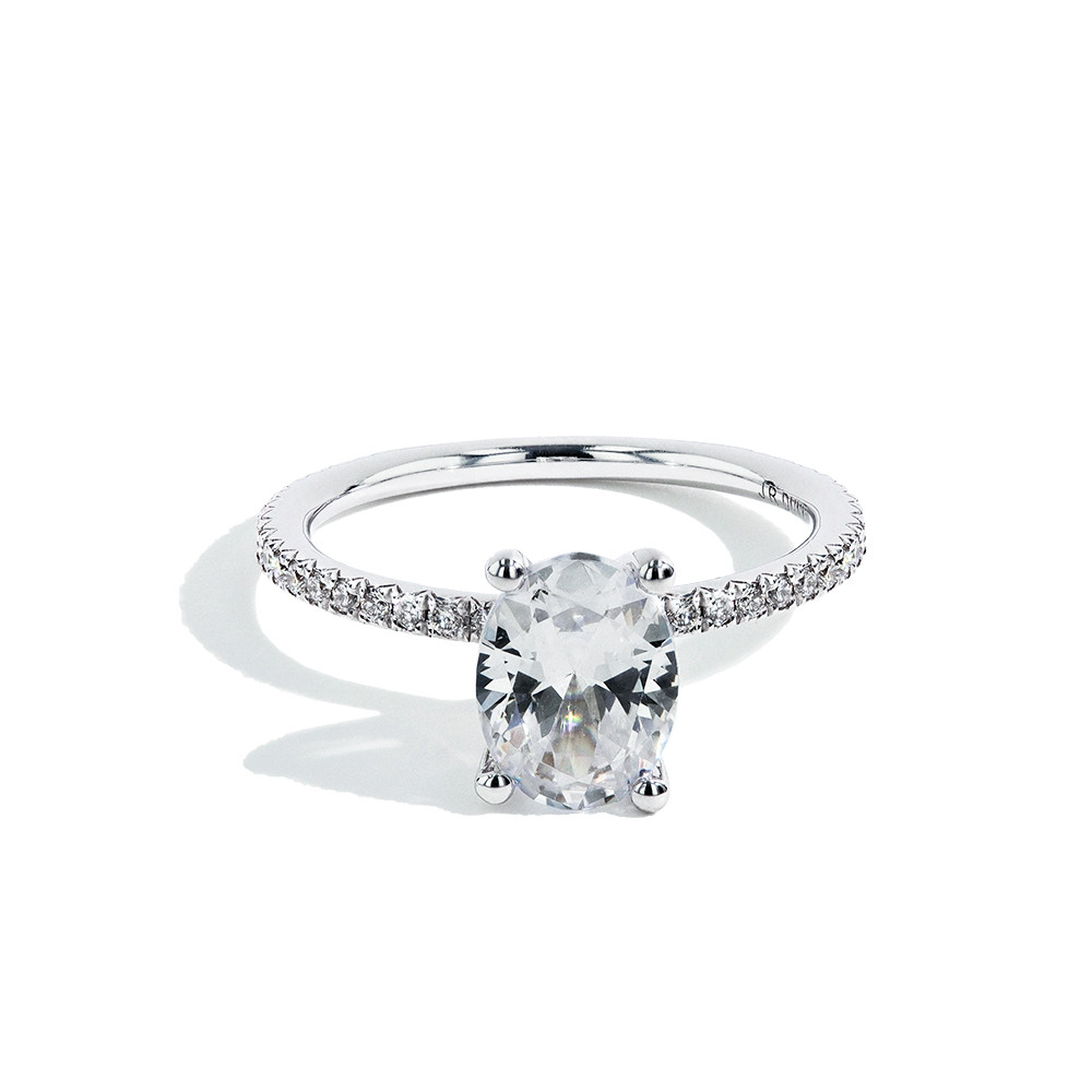 Solitaire Pavé Diamond Engagement Ring front view