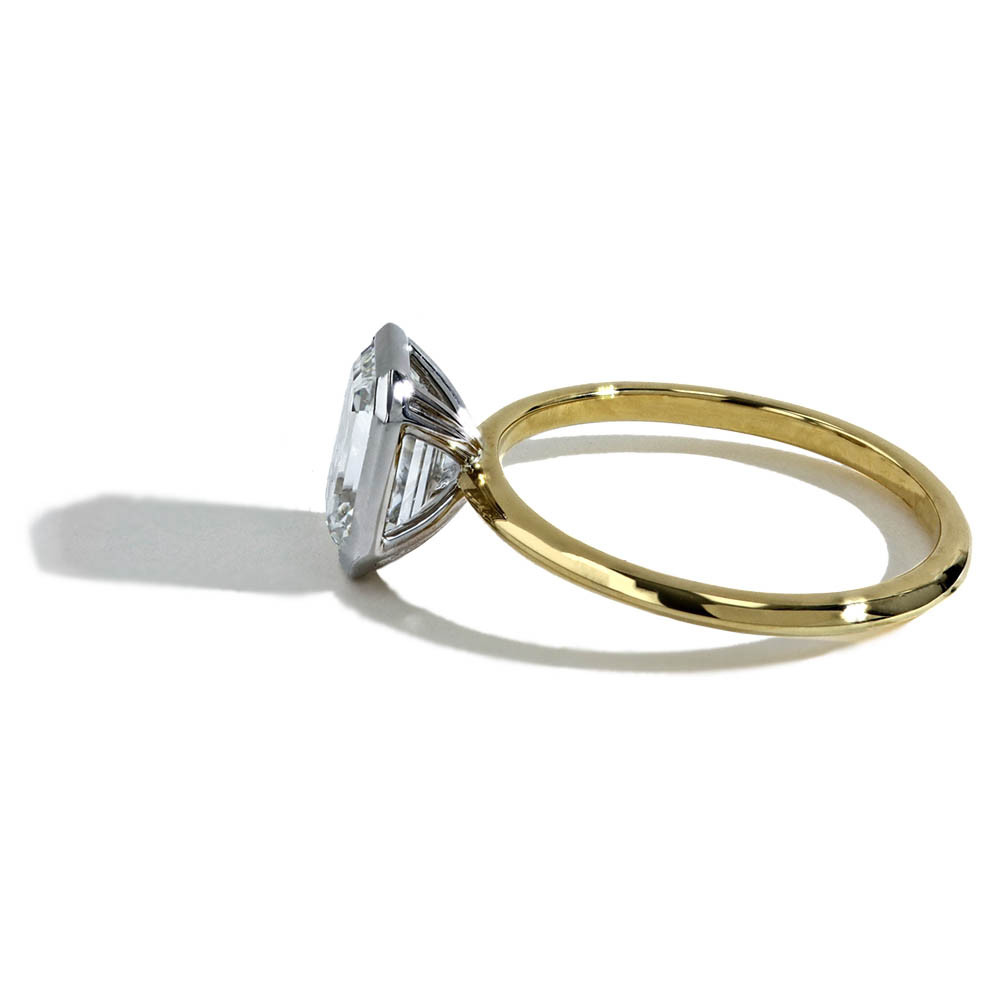 18k Yellow Gold & 14k White Gold Two Tone Half Bezel Engagement Ring -  J32112