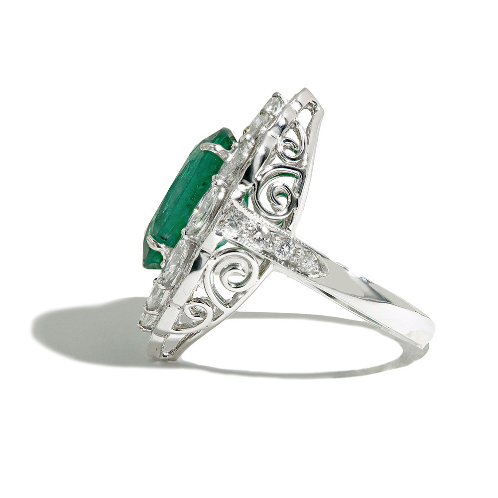 Emerald Vintage Halo Ring