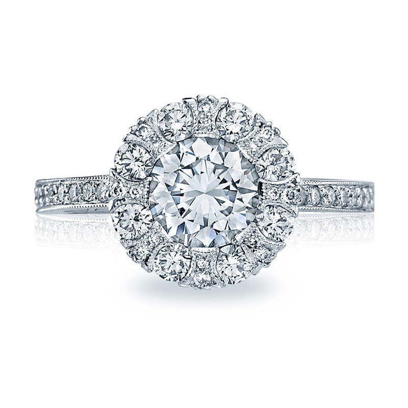 Tacori 2642RD7.5 Platinum Bloom Engagement Ring Simply Tacori Setting Top View