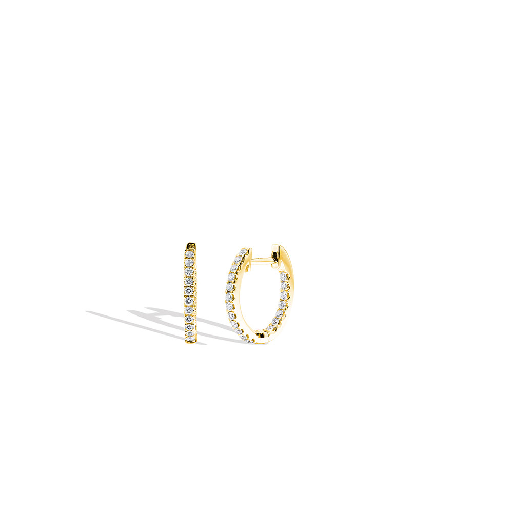 Yellow Gold Small Oval In and Out Diamond Hoops