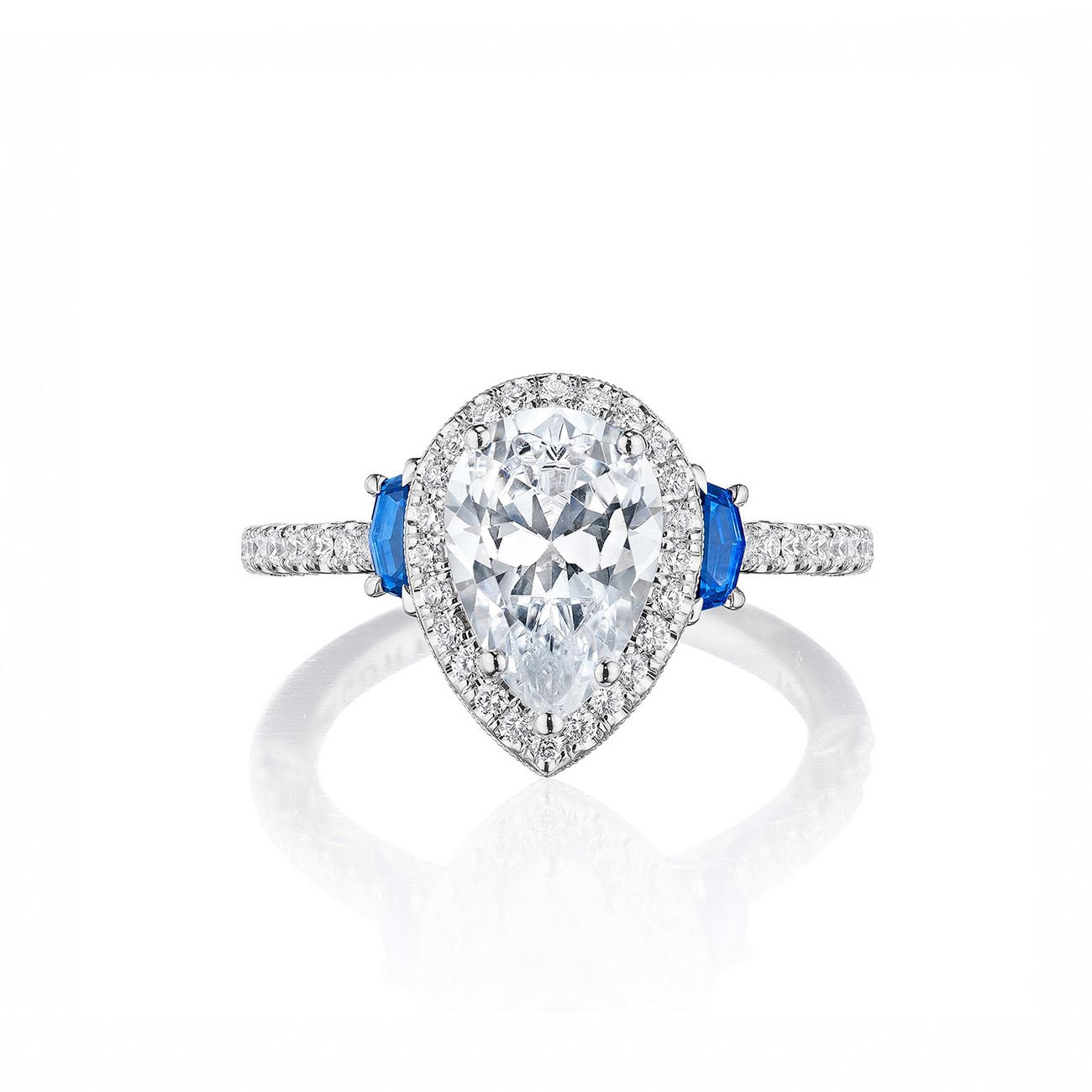 Tacori Dantela Sapphire Cadillac Side Stone Engagement Ring 