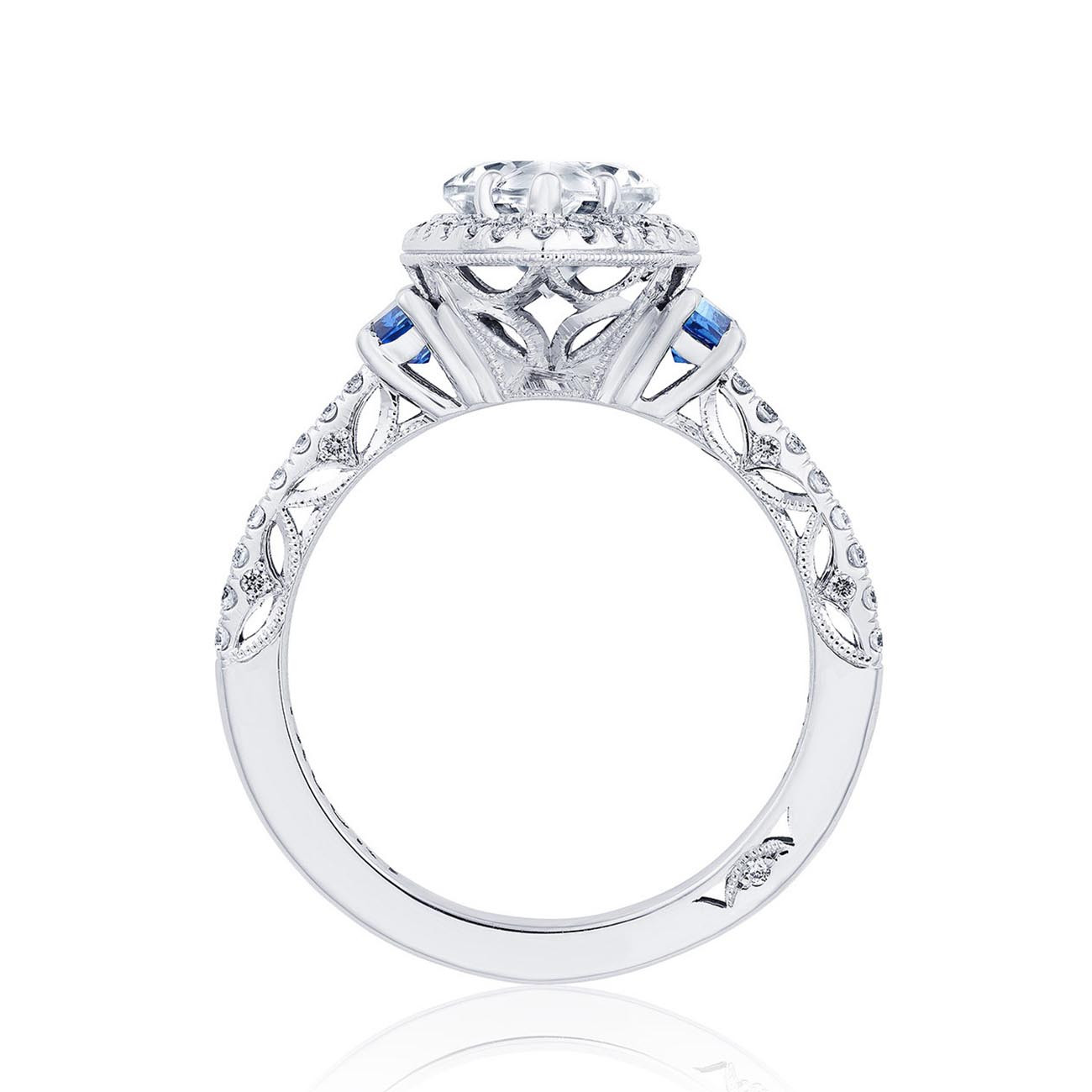 Tacori Dantela Sapphire Cadillac Side Stone Engagement Ring Profile