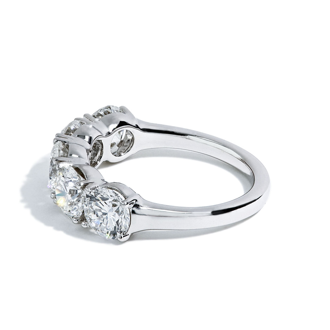  3.50 Carat Round Cut Lab Diamond 5-Stone Wedding Band Profile