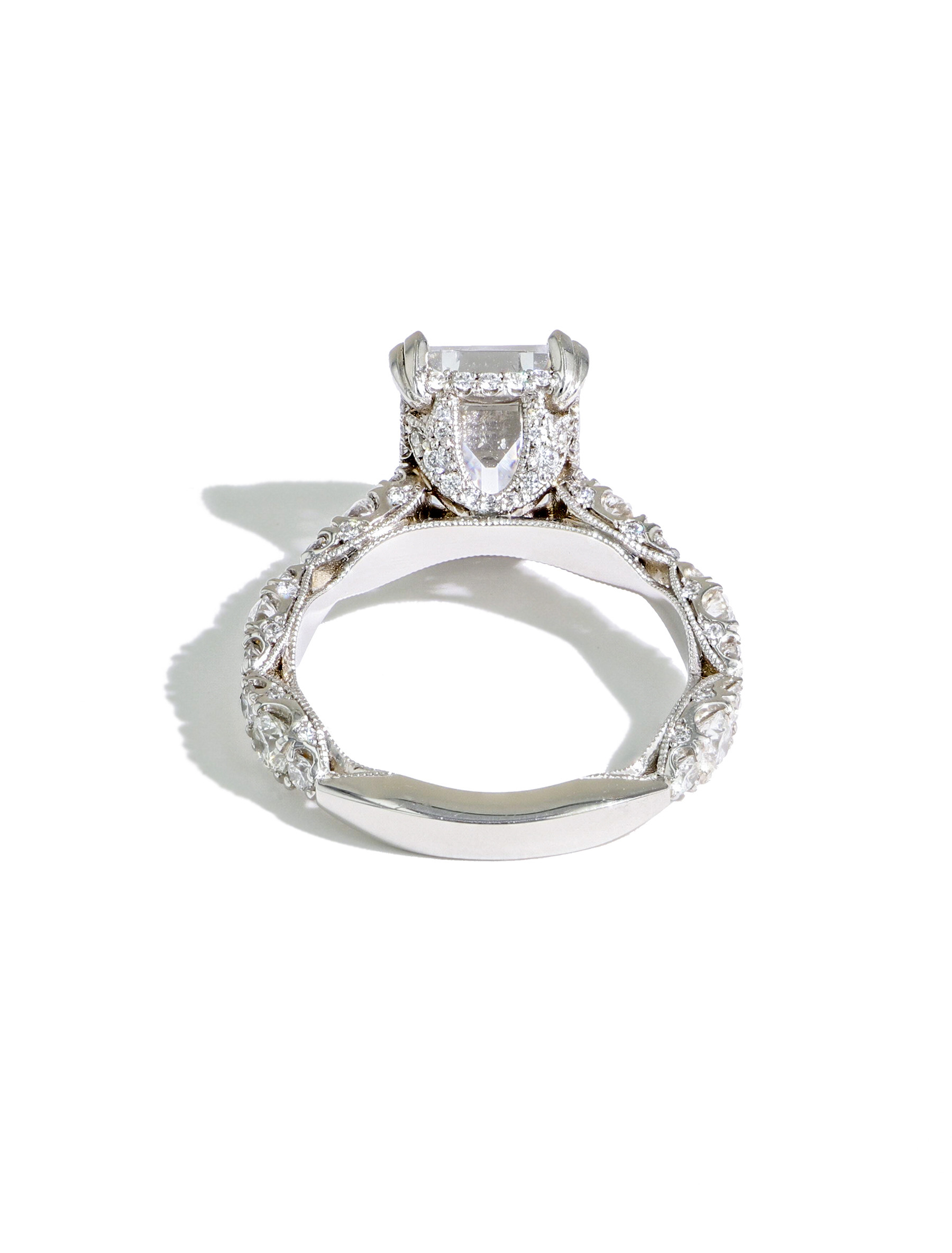 Tacori Royal T Emerald Pave Diamond Engagement Ring Setting back view