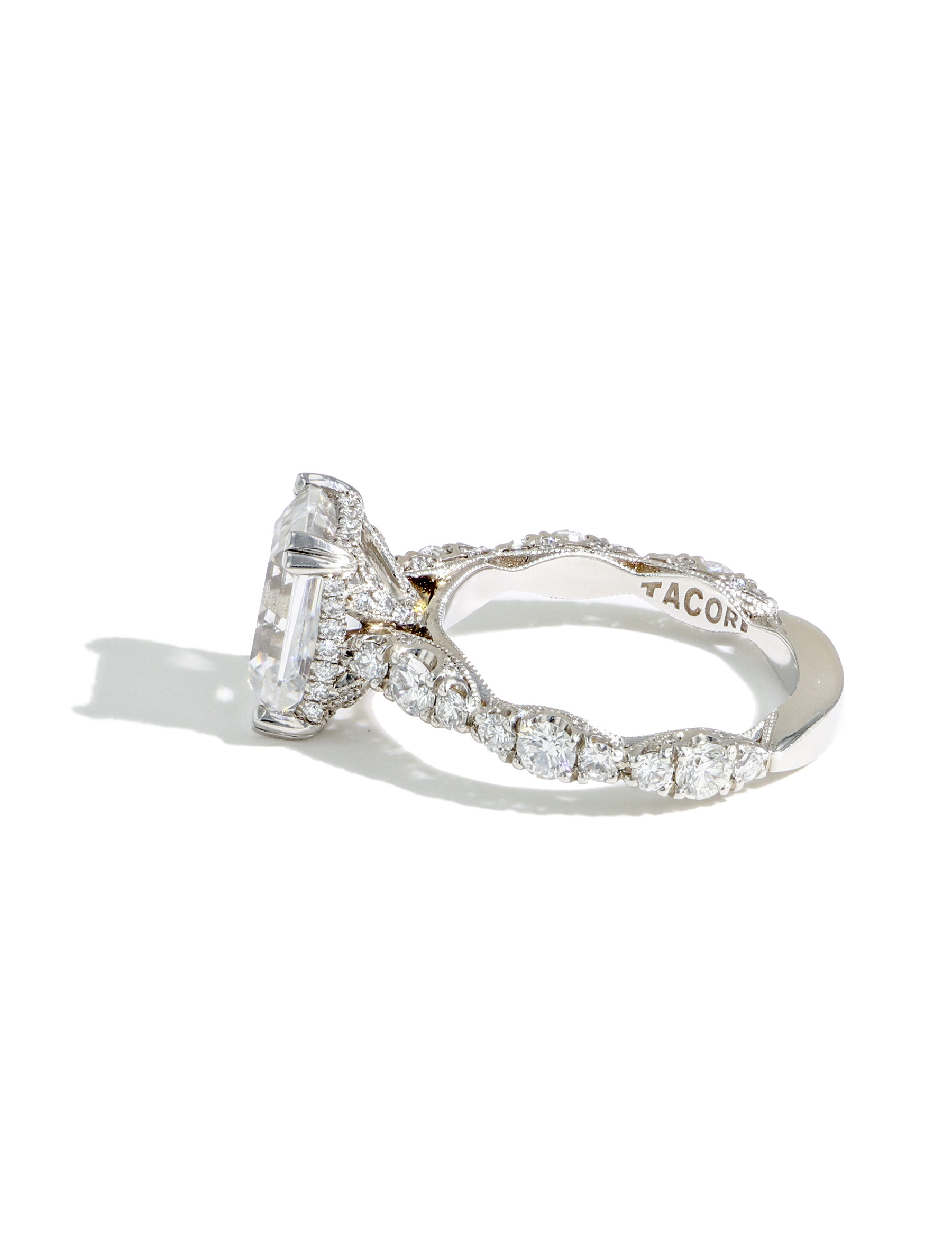 Tacori Royal T Emerald Pave Diamond Engagement Ring Setting side view