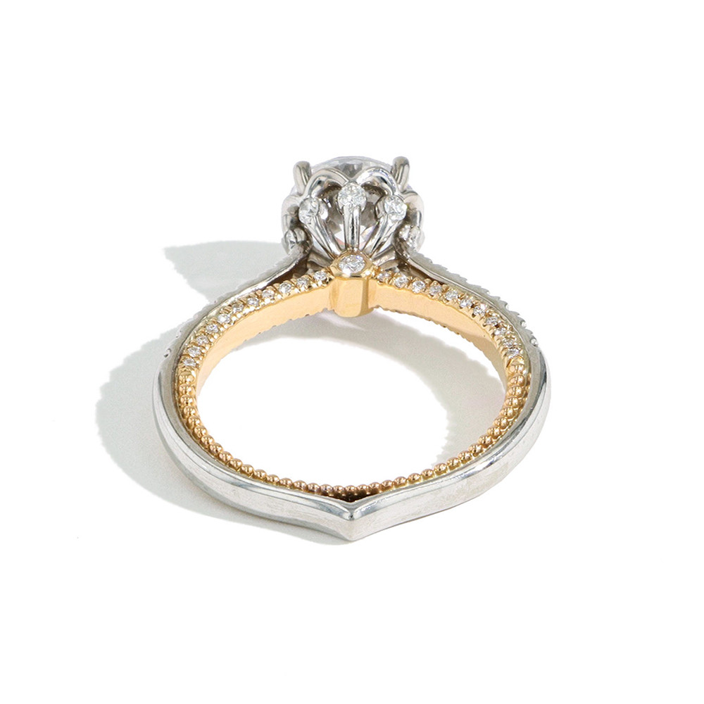 Verragio Couture Two Tone Round Pave Engagement Ring Setting back view