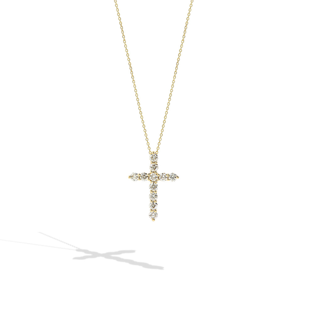 0.75ctw yellow gold cross necklace