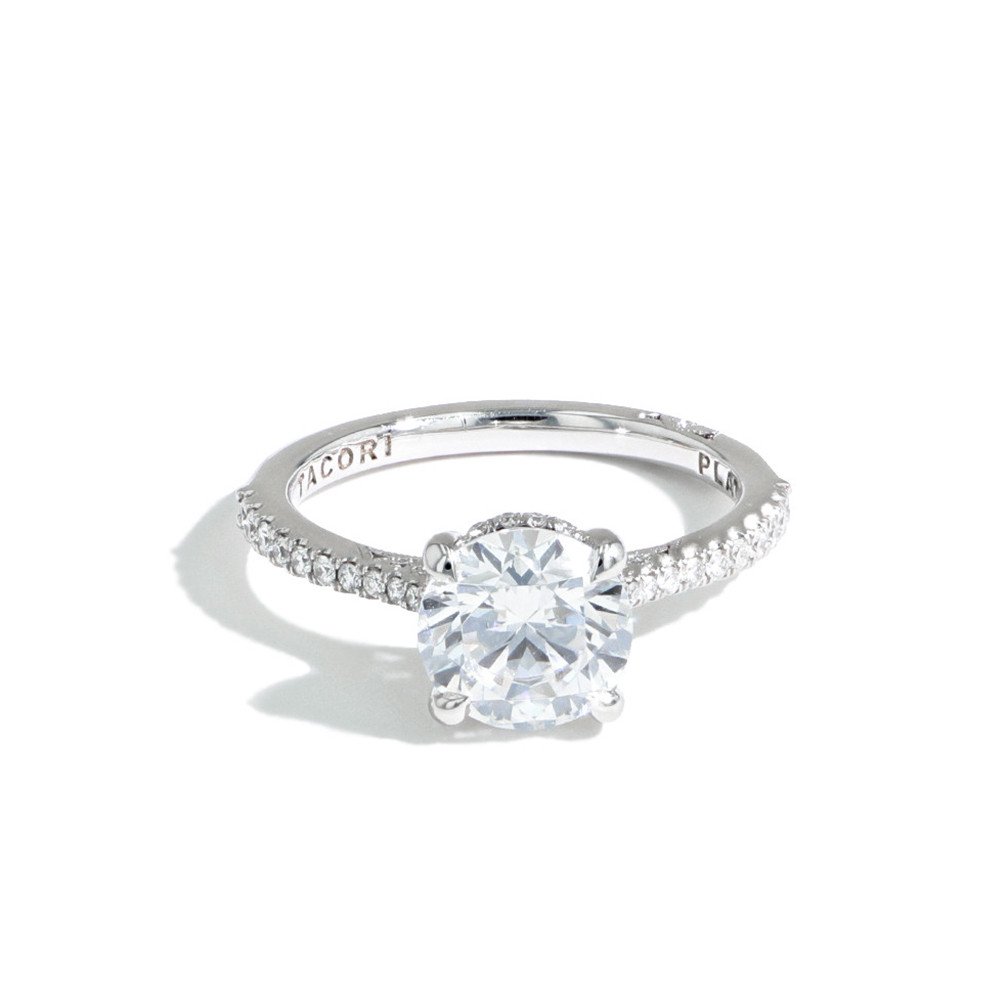 Tacori Platinum Round Hidden Halo Pave Diamond Engagement Ring Setting