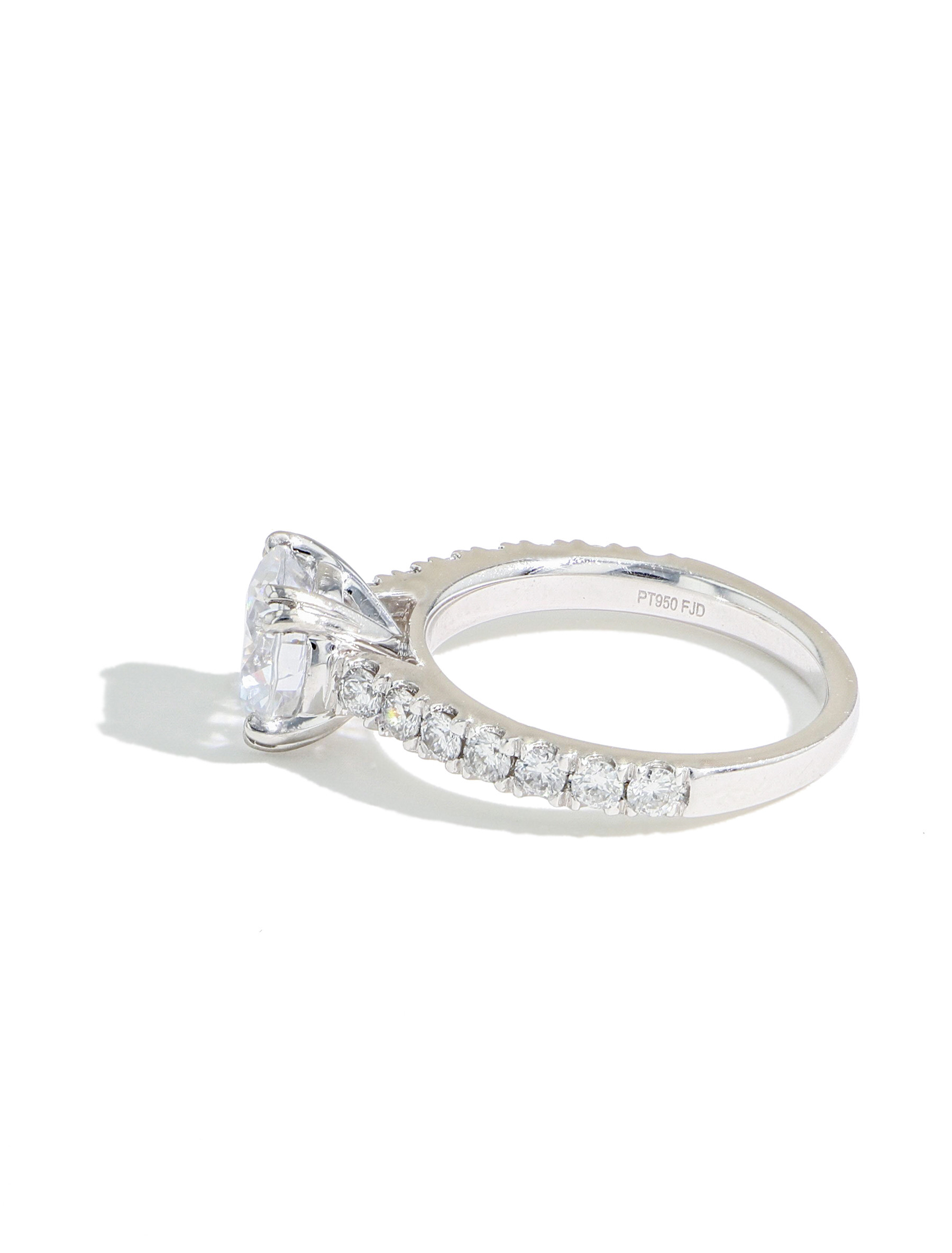 The Round Solitaire Pave Engagement Ring Setting in Platinum