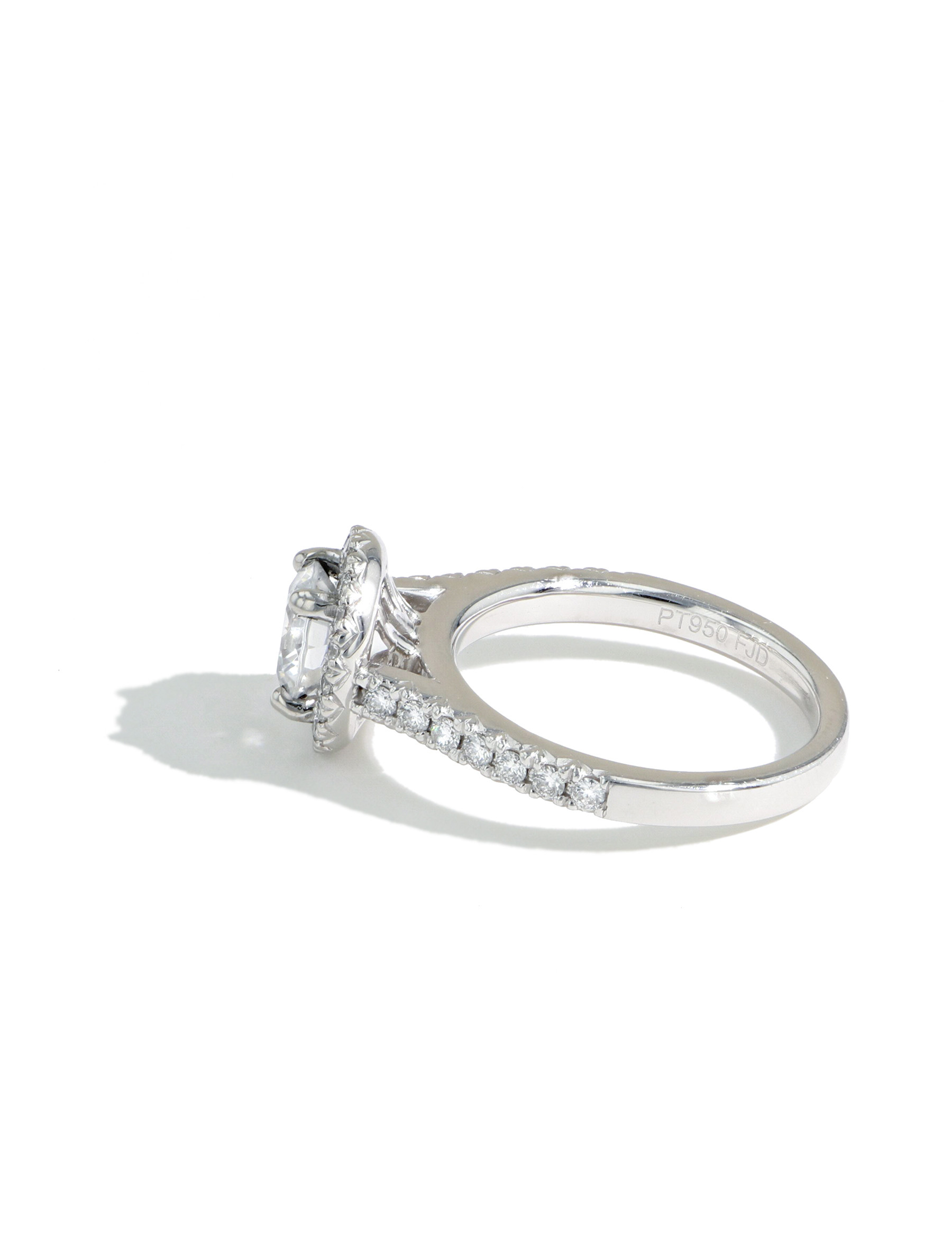 The Round Halo Pave Diamond Engagement Ring Setting side view