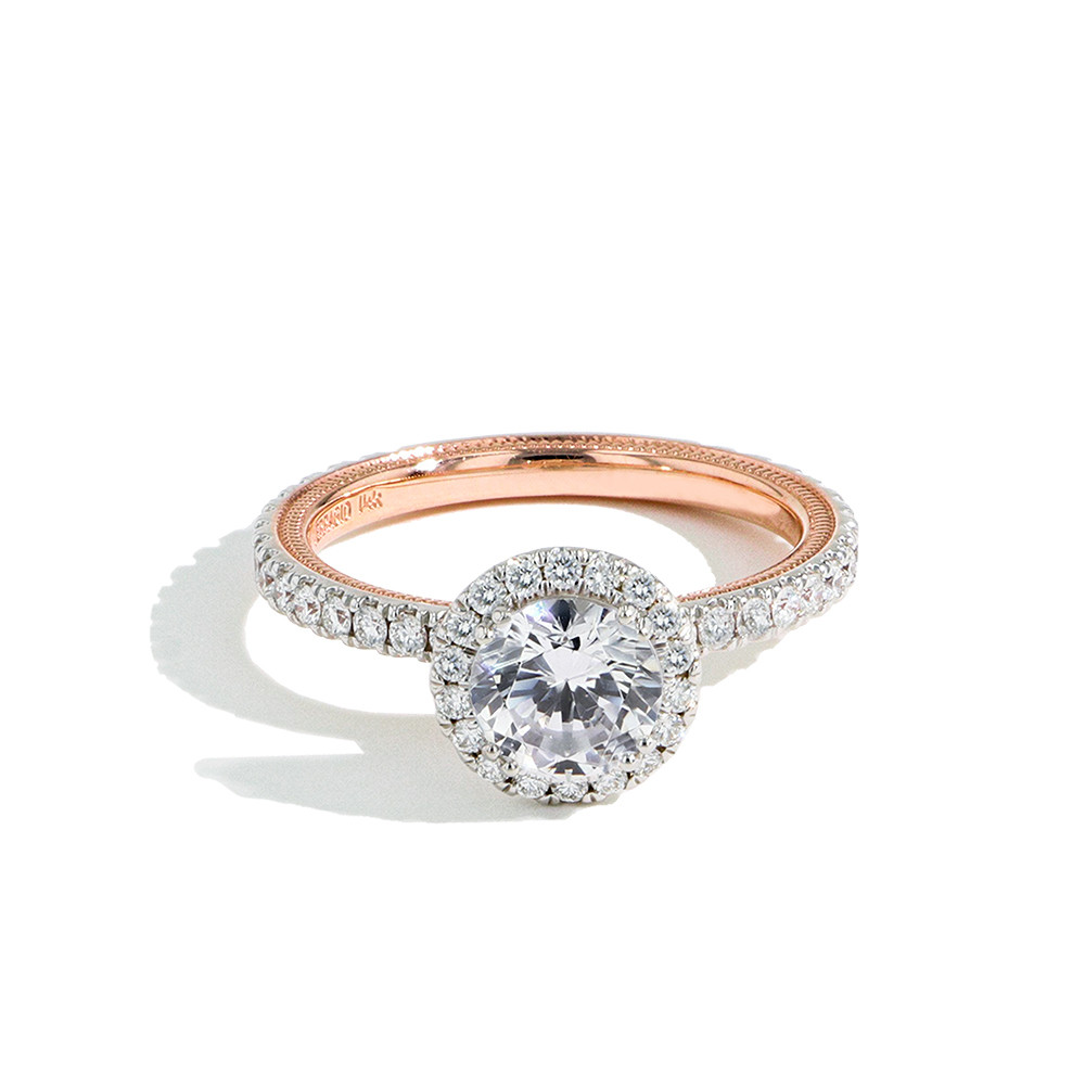 Verragio Tradition Two Tone Round Diamond Halo Engagement Ring Setting
