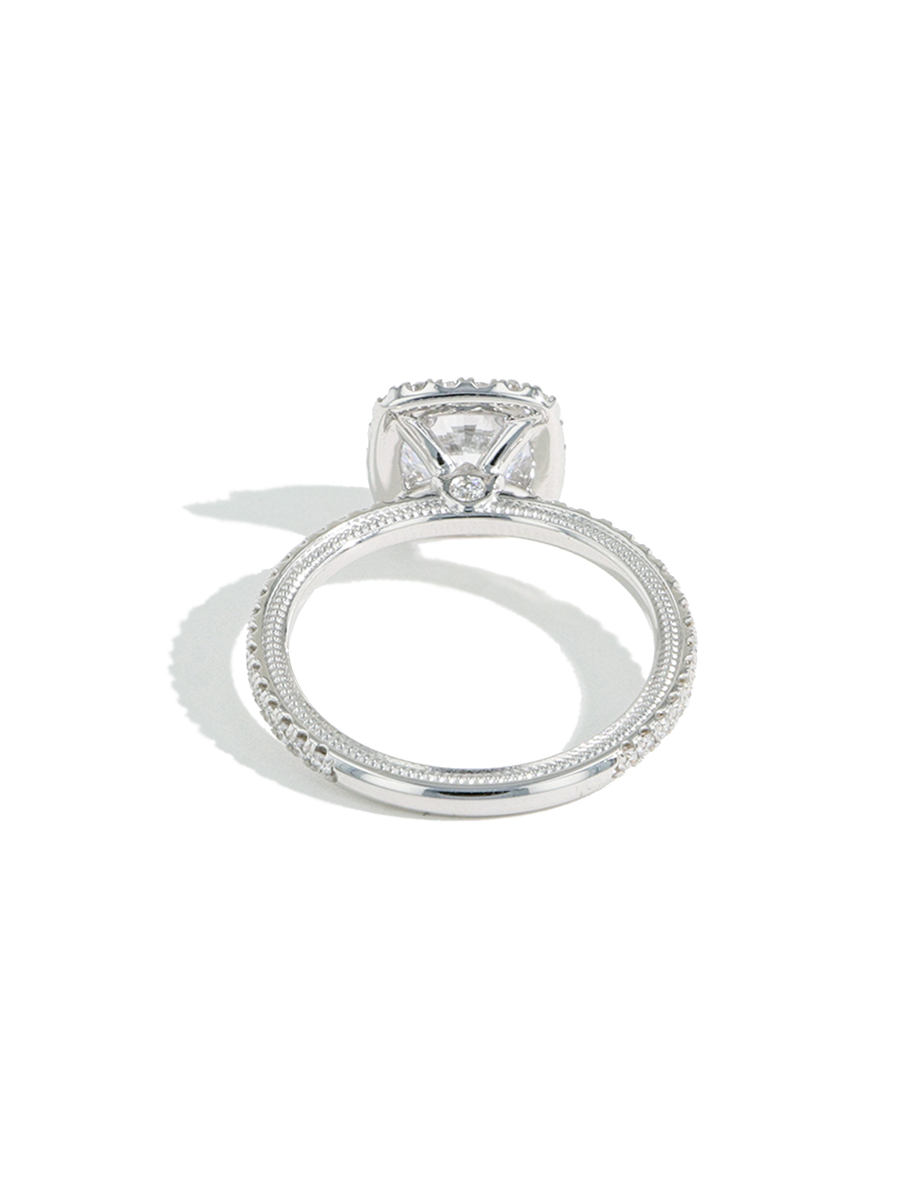 Verragio Tradition Cushion Halo Round Diamond Engagement Ring Setting back view