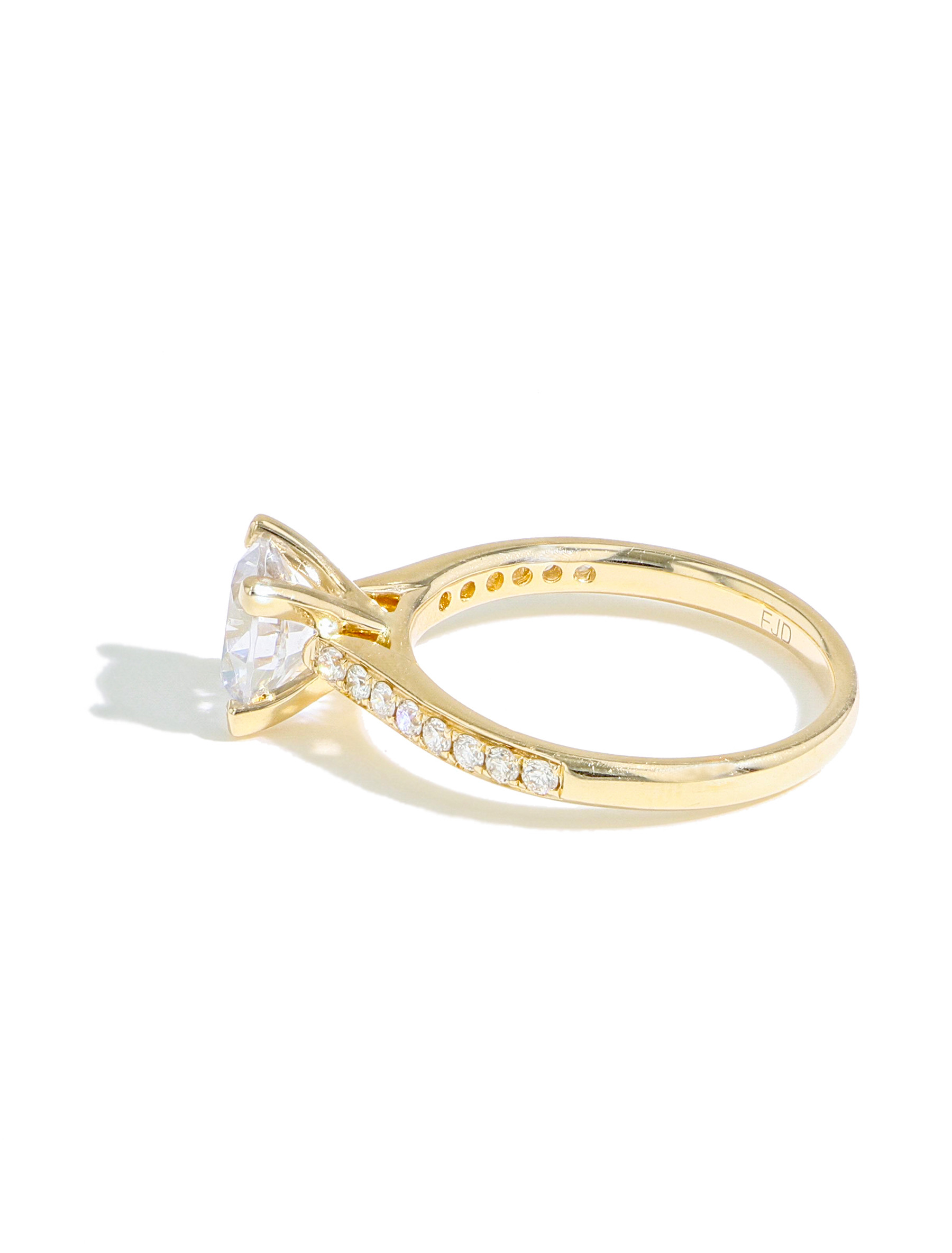 The Round Solitaire Pave Engagement Ring Setting in Yellow Gold side view
