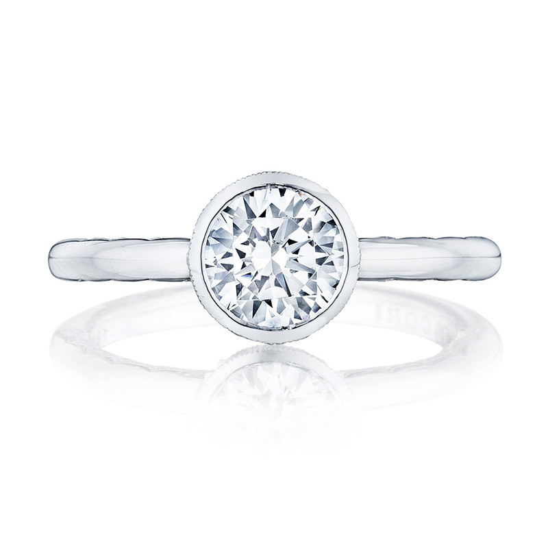 Tacori 300-2RD7.25 Platinum Bezel Set Engagement Ring Starlit Setting Top View