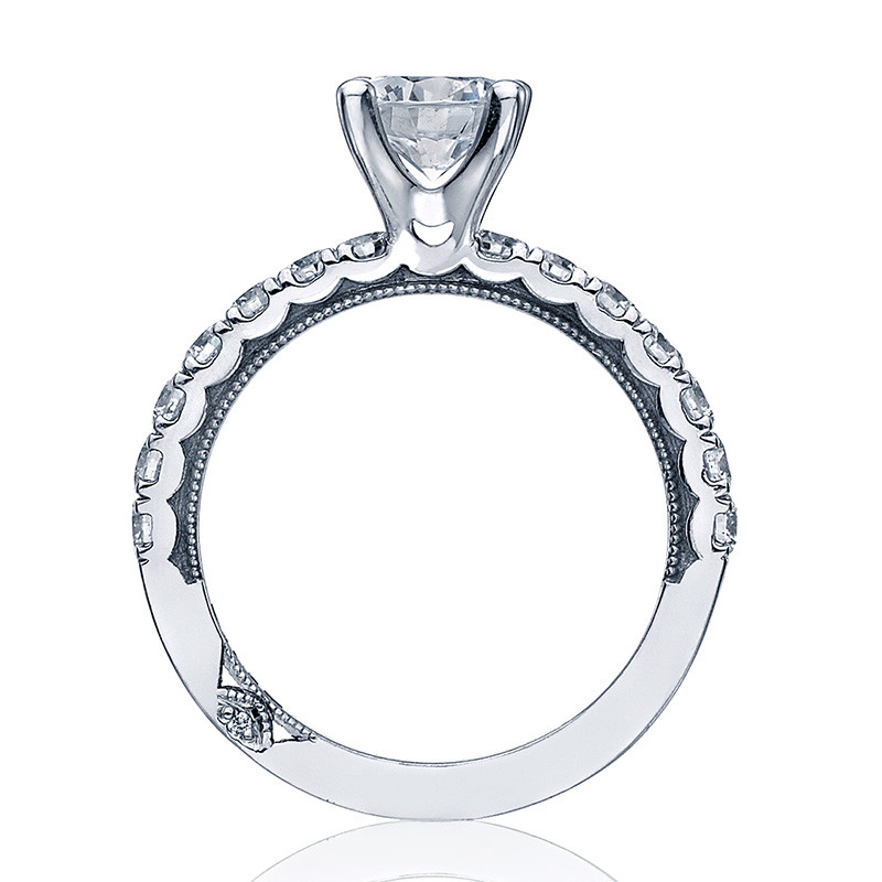 Tacori 33-25RD6.5 French Cut White Gold Engagement Clean Crescent Setting Edge View