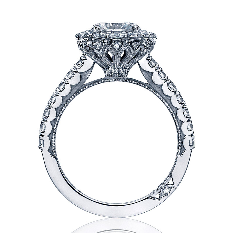 Tacori 37-2RD5.5 Diamond Half Way Platinum Full Bloom Engagement Setting Edge View