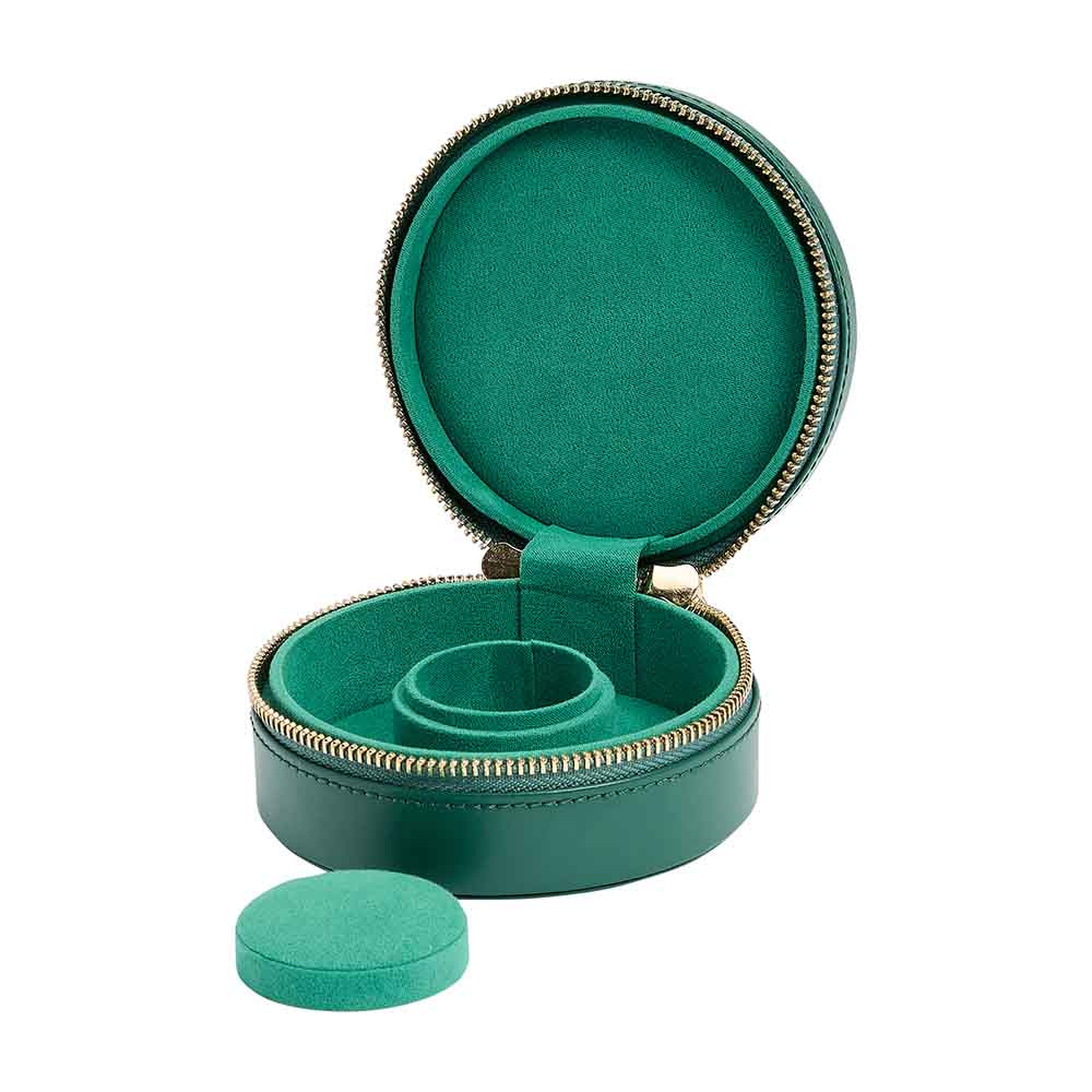 WOLF Sophia Mini Zip Case in Forest Green Open Compartments