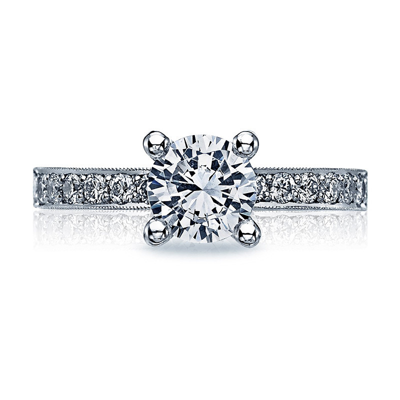 Tacori 41-25RD Diamond Milgrain Half Way Engagement Ring Sculpted Crescent Setting Top View
