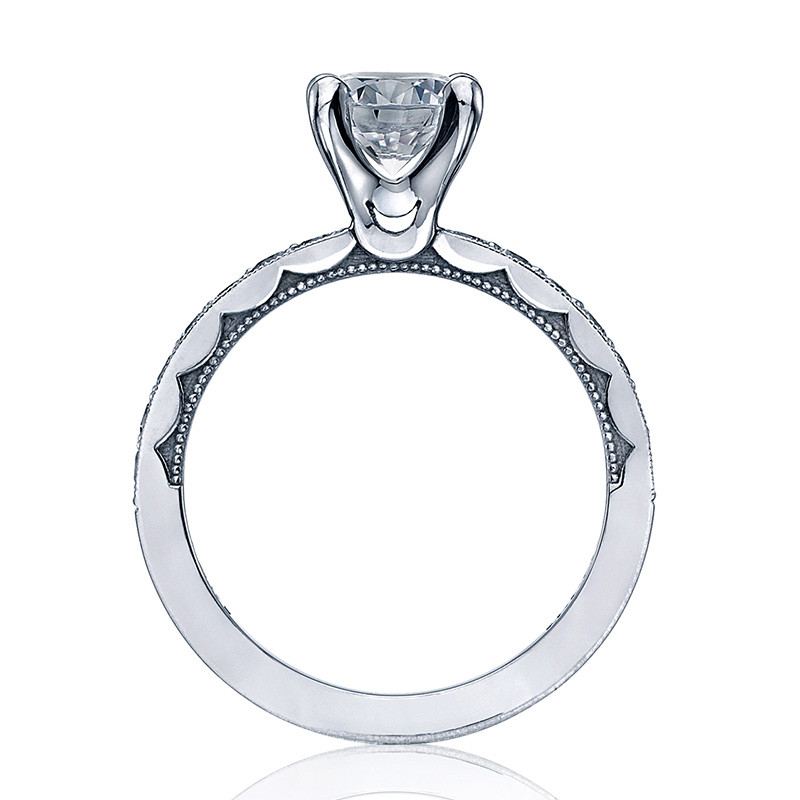 Tacori 41-25RD Diamond Milgrain Half Way Engagement Ring Sculpted Crescent Setting Edge View