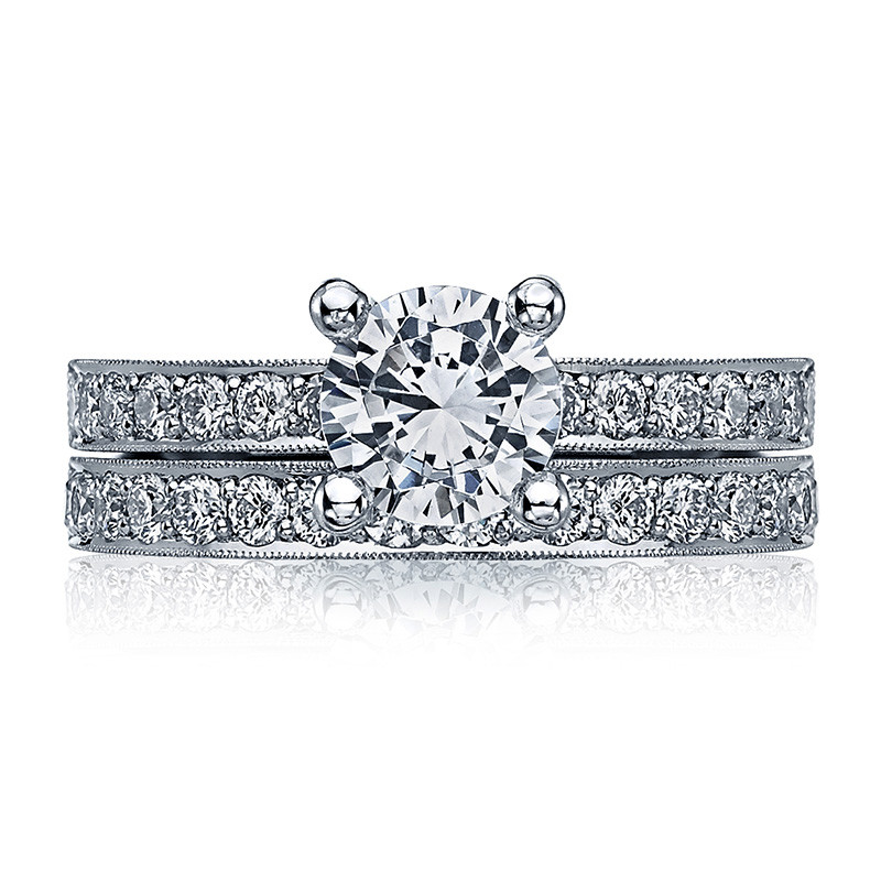 Tacori 41-25RD Diamond Milgrain Half Way Engagement Ring Sculpted Crescent Setting with Band