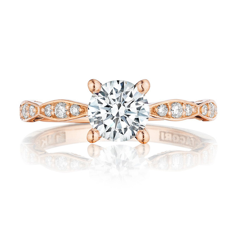 Tacori 46-2RD5.5 Rose Gold Scallop Half Way Engagement Sculpted Crescent Setting Top View