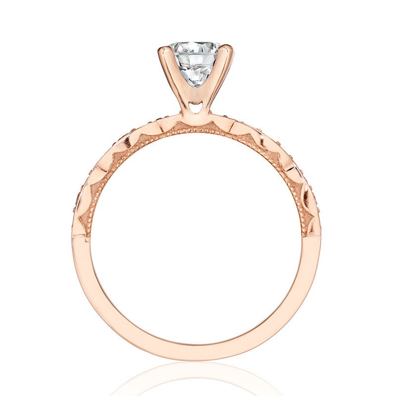 Tacori 46-2RD5.5 Rose Gold Scallop Half Way Engagement Sculpted Crescent Setting Edge View