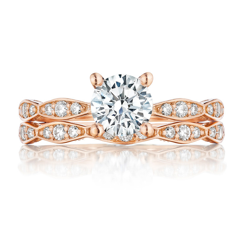 Tacori 46-2RD5.5 Rose Gold Scallop Half Way Engagement Sculpted Crescent Setting with Band