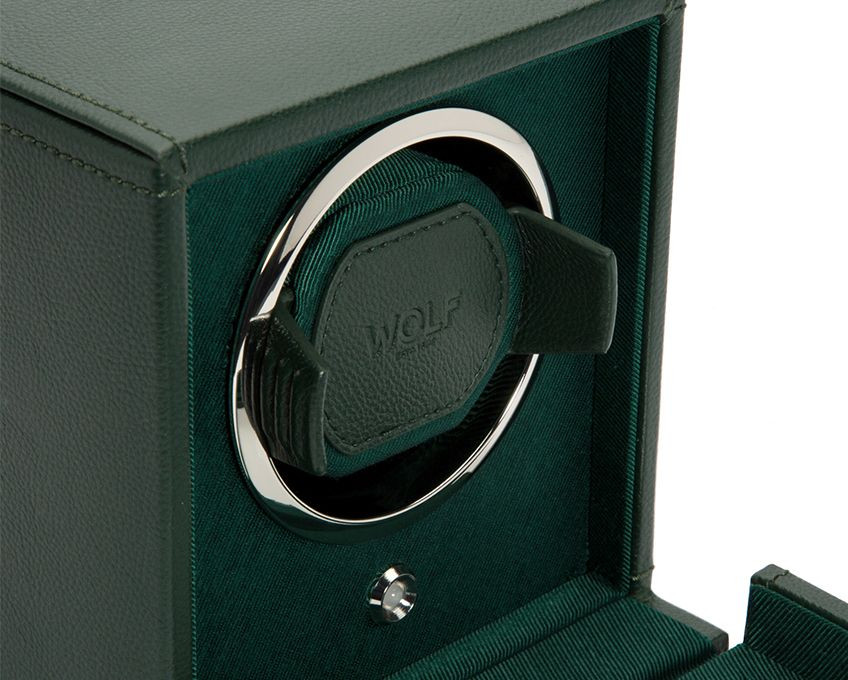 Wolf Cub Green Pebbled Leather Single Watch Winder