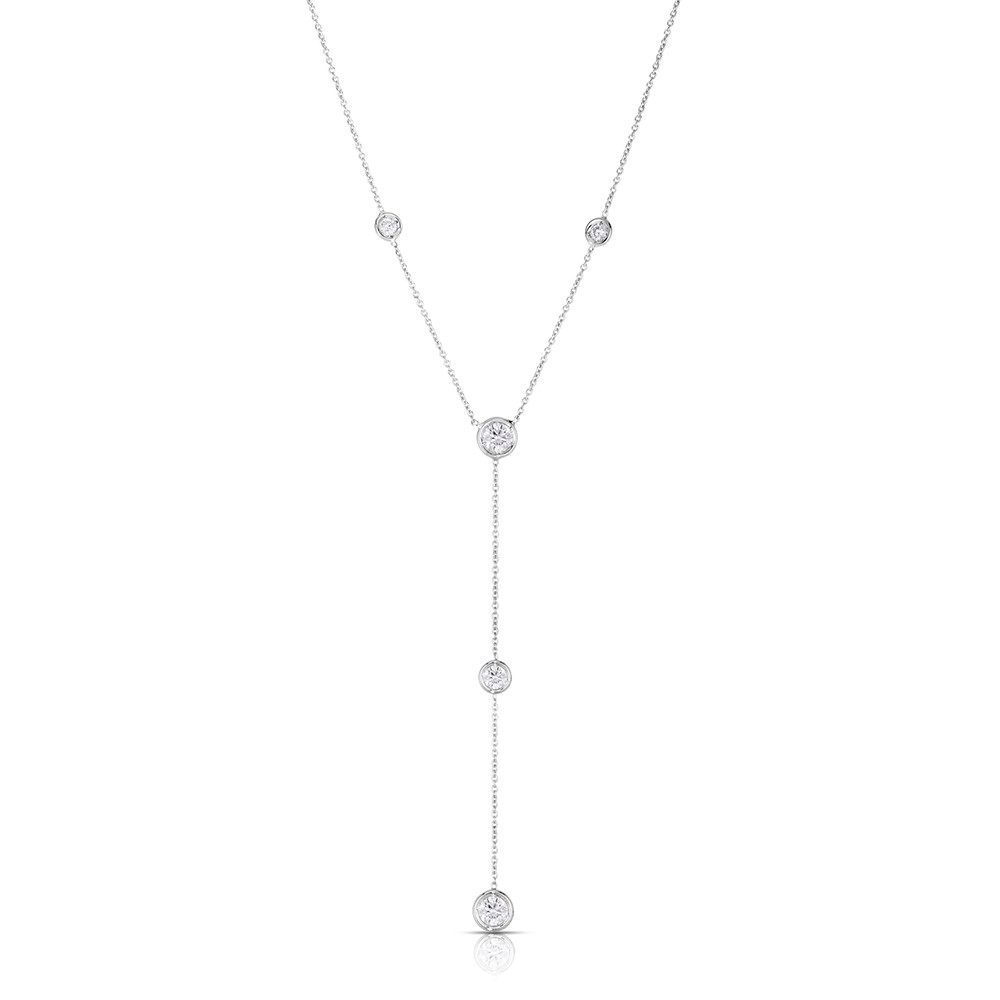 Roberto Coin Diamonds By The Inch 5 Bezel Set Diamond Y Necklace in White Gold