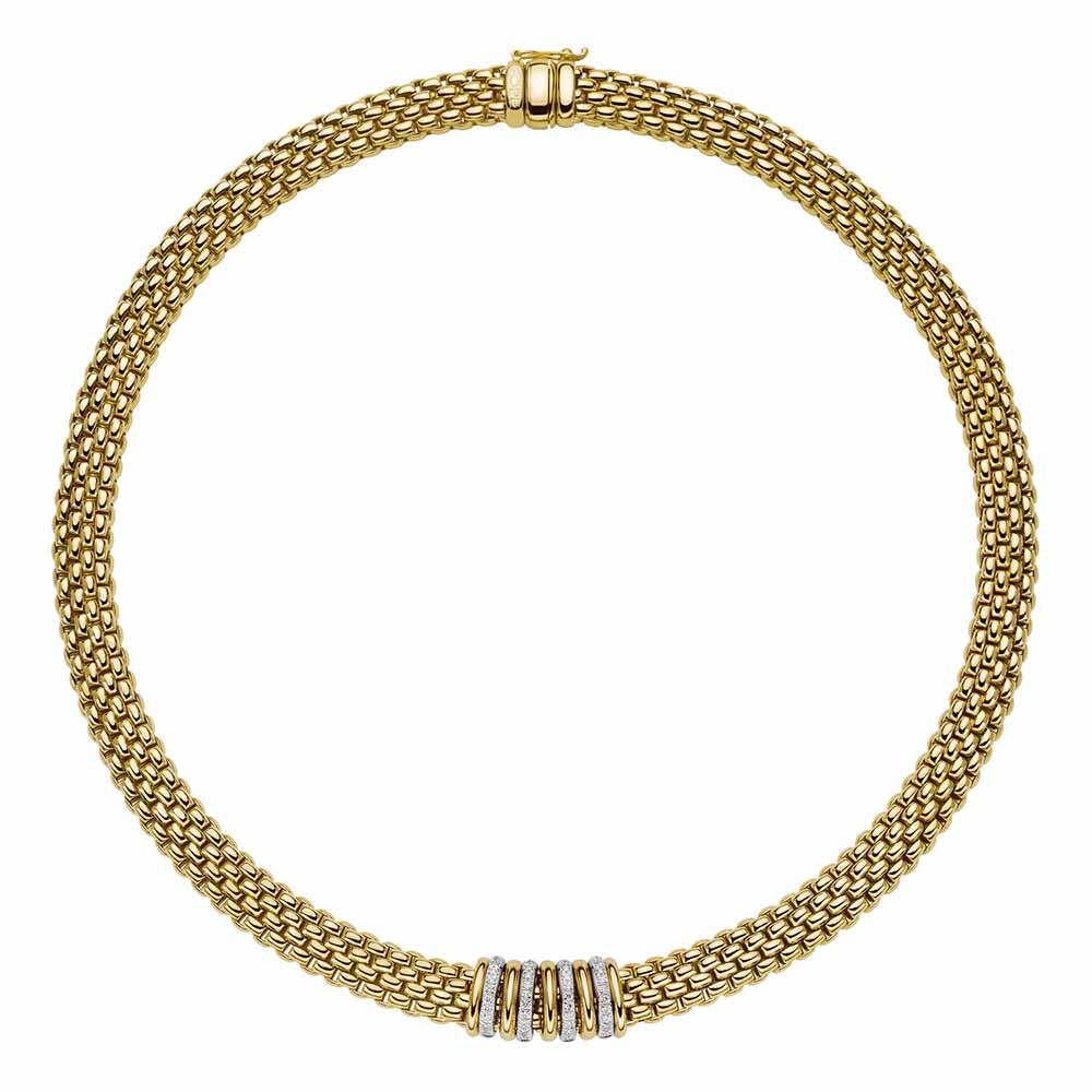 Fope Panorama Gold and Diamond Rondel Necklace